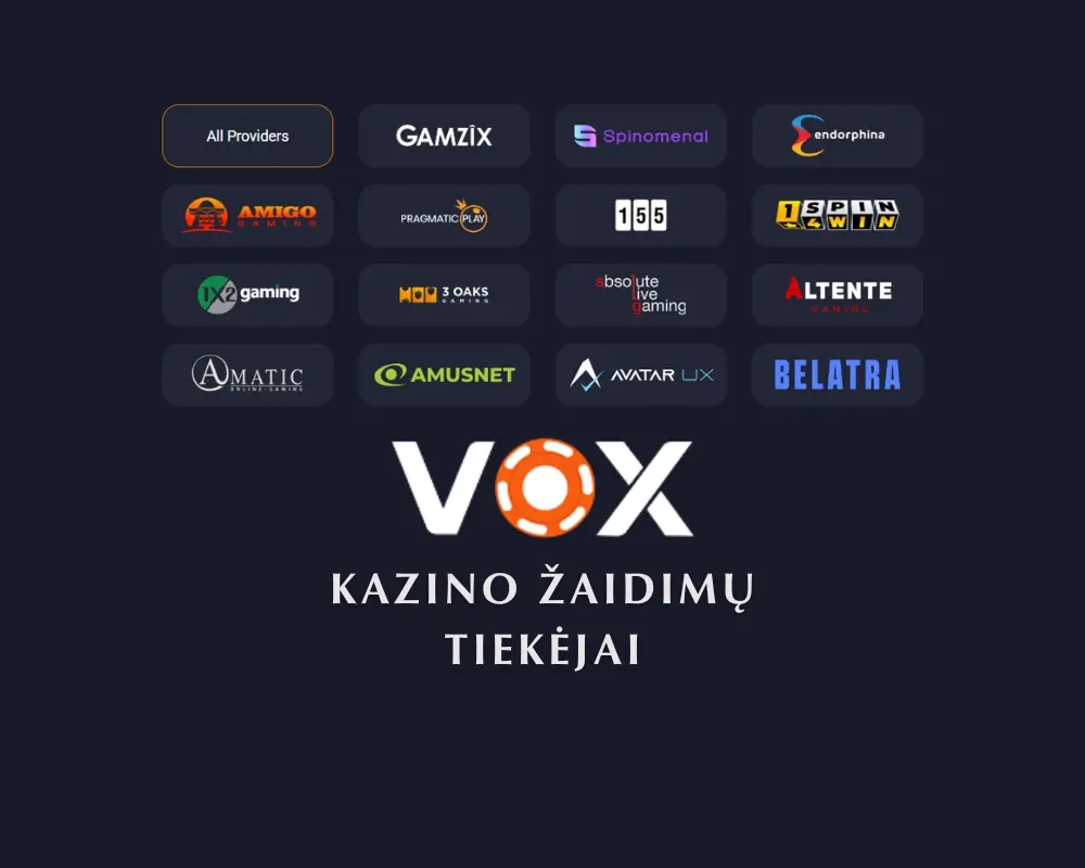 Geriausi „Vox“ kazino žaidimų tiekėjai